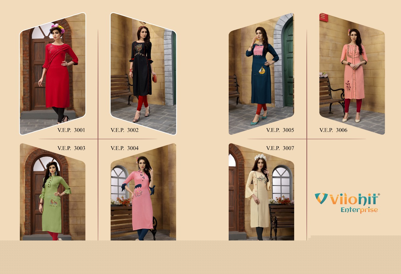 Payal Vol-3 By Vilohit Enterprise 3001 To 3007 Series Indian Traditional Wear Collection Beautiful Stylish Fancy Colorful Party Wear & Occasional Wear Heavy Embroidered Kurtis At Wholesale Price