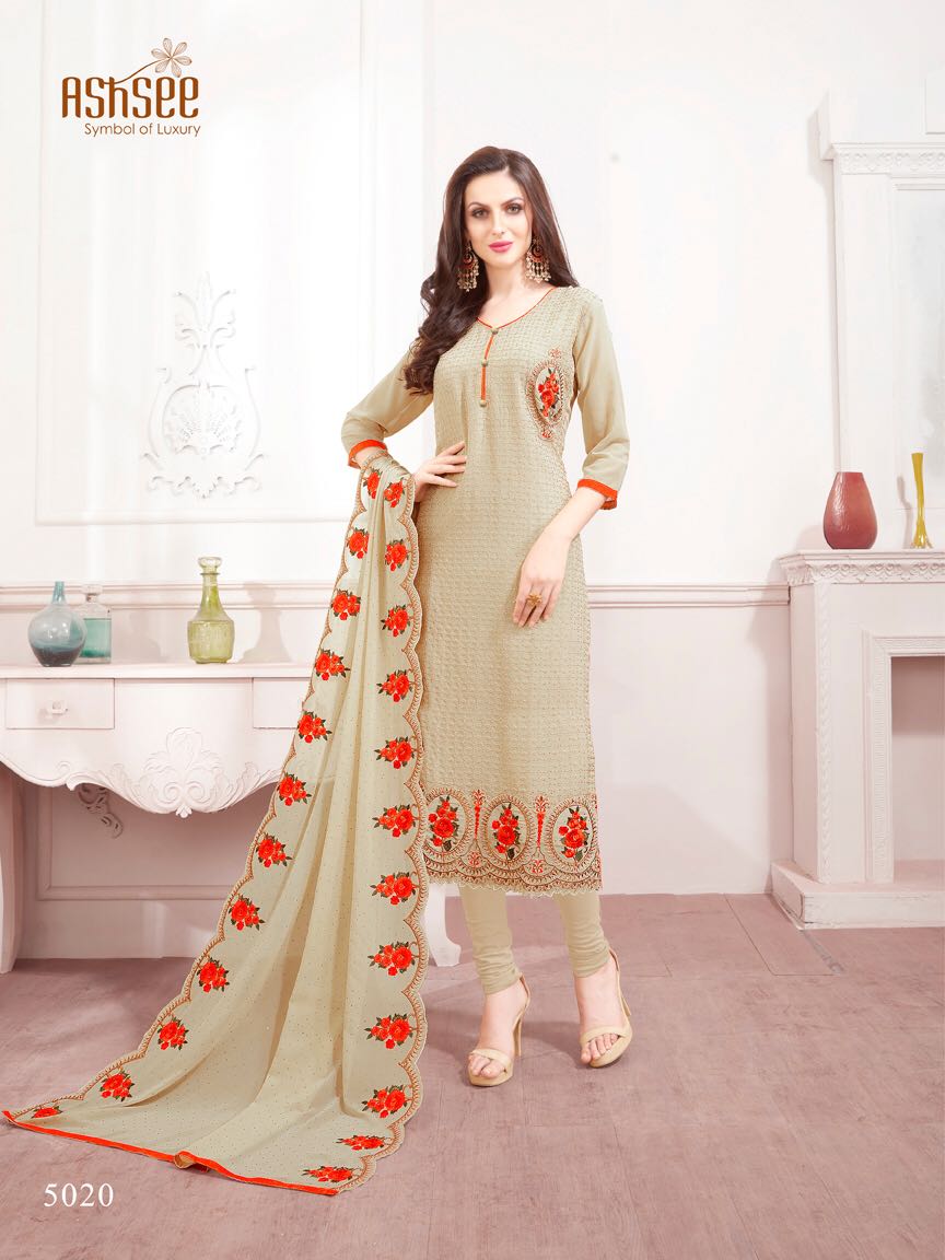 Sale Ruby By Ashsee 5020 To 5024 Series Beautiful Stylish Fancy Colorful Party Wear & Ethnic Wear Faux Georgette Embroidered Dresses At Wholesale Price