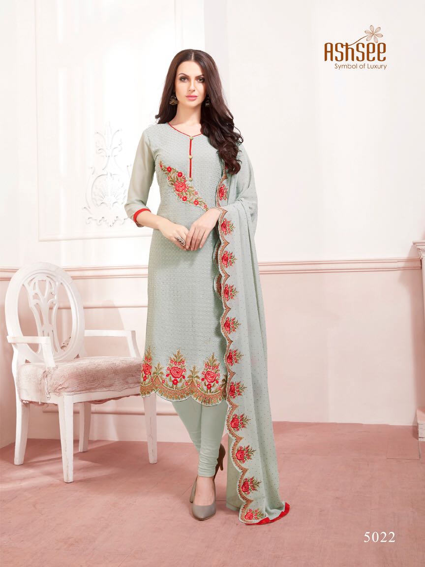 Sale Ruby By Ashsee 5020 To 5024 Series Beautiful Stylish Fancy Colorful Party Wear & Ethnic Wear Faux Georgette Embroidered Dresses At Wholesale Price
