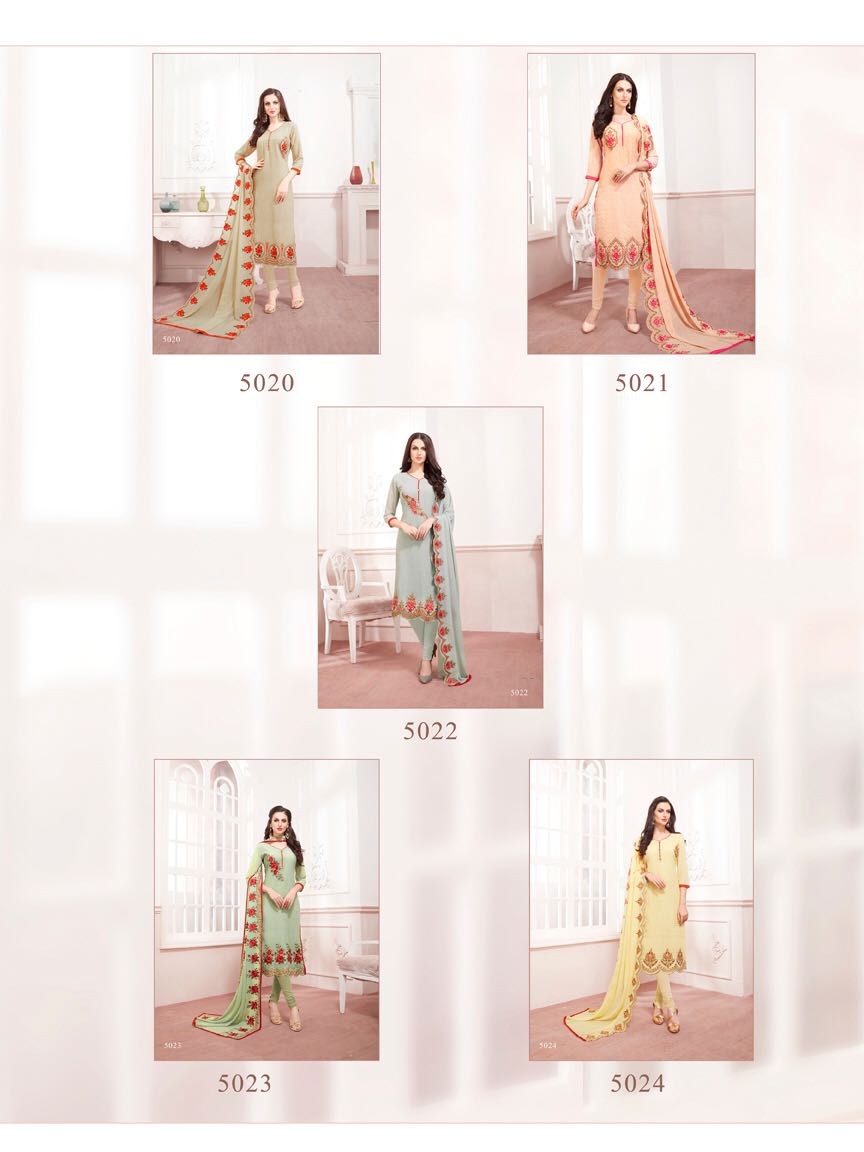 Sale Ruby By Ashsee 5020 To 5024 Series Beautiful Stylish Fancy Colorful Party Wear & Ethnic Wear Faux Georgette Embroidered Dresses At Wholesale Price