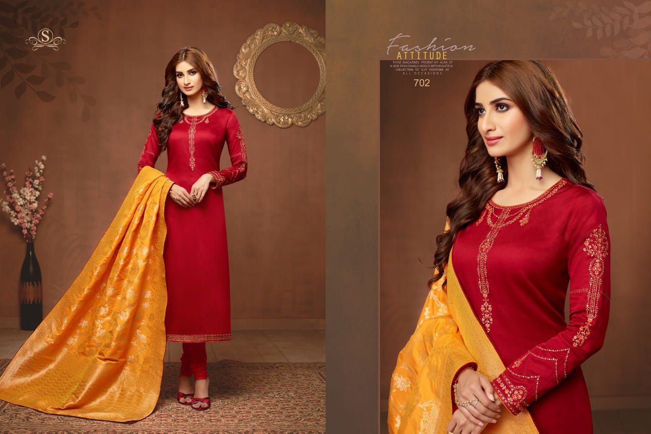 Soni Kudi By Samaira Fashion 702 To 710 Series Indian Traditional Wear Collection Beautiful Stylish Fancy Colorful Party Wear & Occasional Wear Pure Cotton Jam Silk With Work Dresses At Wholesale Price