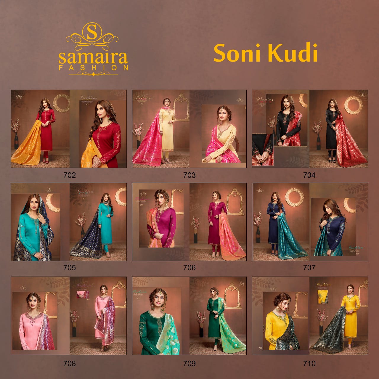 Soni Kudi By Samaira Fashion 702 To 710 Series Indian Traditional Wear Collection Beautiful Stylish Fancy Colorful Party Wear & Occasional Wear Pure Cotton Jam Silk With Work Dresses At Wholesale Price