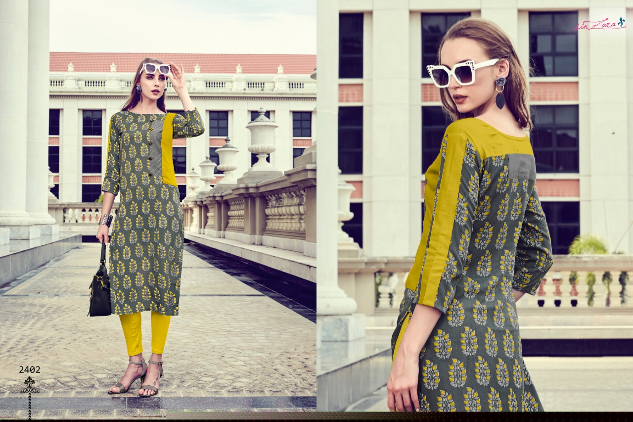 Stanza By Sin Zara 2401 To 2407 Series Indian Traditional Wear Collection Beautiful Stylish Fancy Colorful Party Wear & Occasional Wear Rayon Printed Kurtis At Wholesale Price