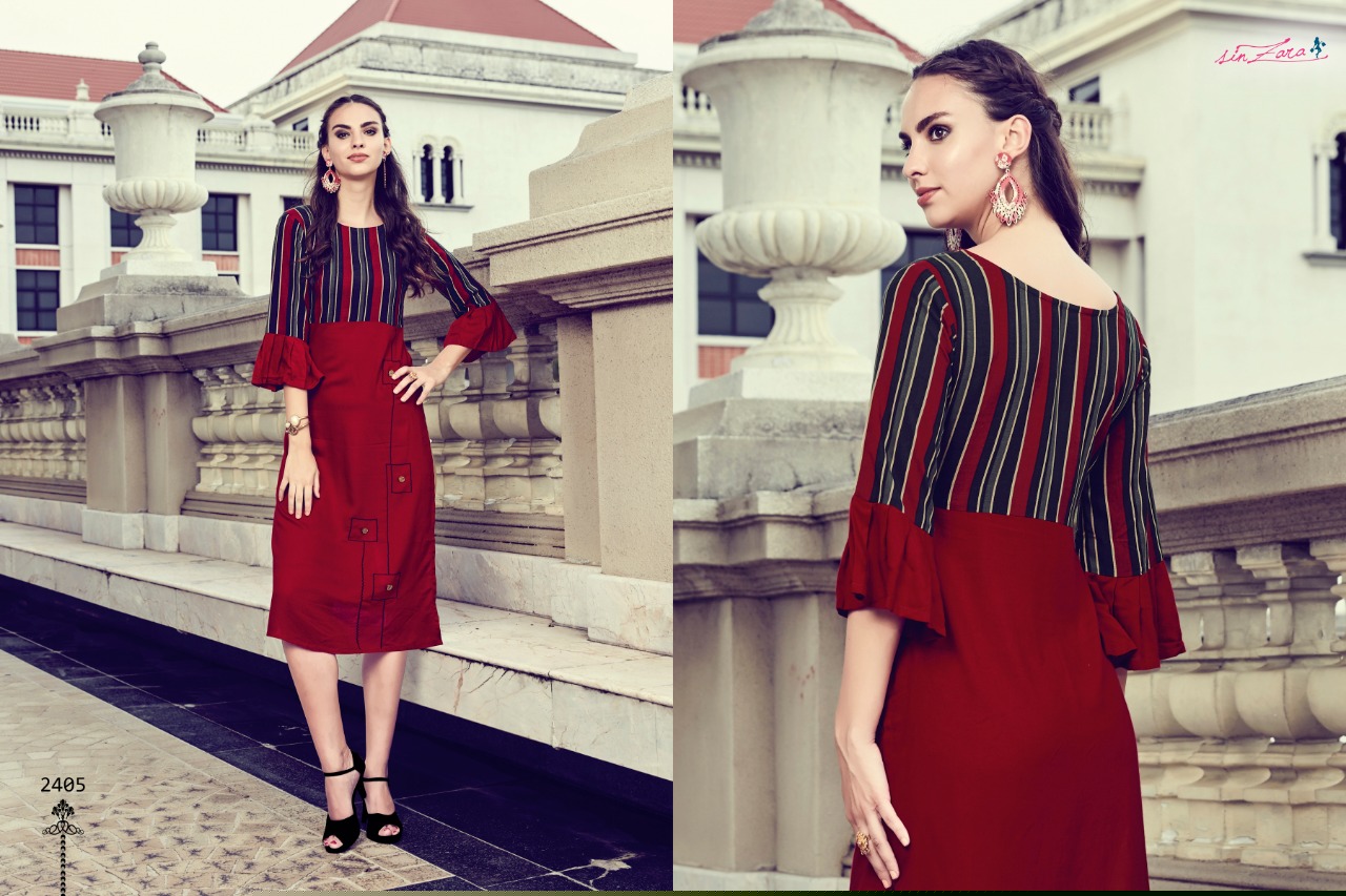 Stanza By Sin Zara 2401 To 2407 Series Indian Traditional Wear Collection Beautiful Stylish Fancy Colorful Party Wear & Occasional Wear Rayon Printed Kurtis At Wholesale Price