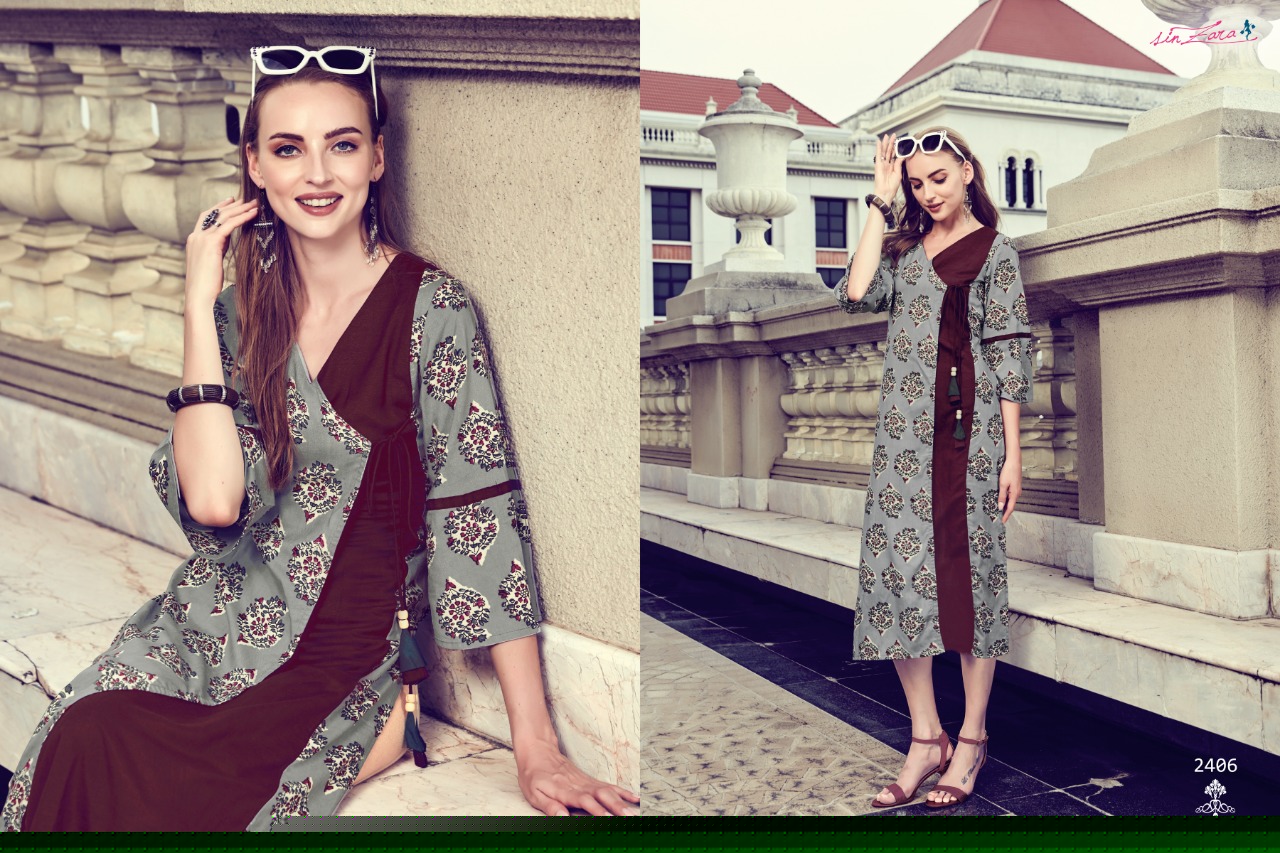 Stanza By Sin Zara 2401 To 2407 Series Indian Traditional Wear Collection Beautiful Stylish Fancy Colorful Party Wear & Occasional Wear Rayon Printed Kurtis At Wholesale Price