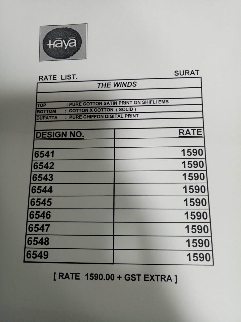 The Winds By Haya 6541 To 6549 Series Beautiful Pakistani Suits Collection Stylish Fancy Colorful Casual Wear & Ethnic Wear Pure Cotton Satin Printed Dresses At Wholesale Price