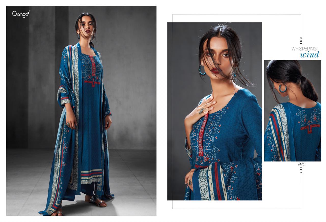 Whispering Wind By Ganga Fashion 6537 To 6545 Series Designer Suits Collection Beautiful Stylish Fancy Colorful Party Wear & Occasional Wear Silk Satin Embroidered & Printed Dresses At Wholesale Price