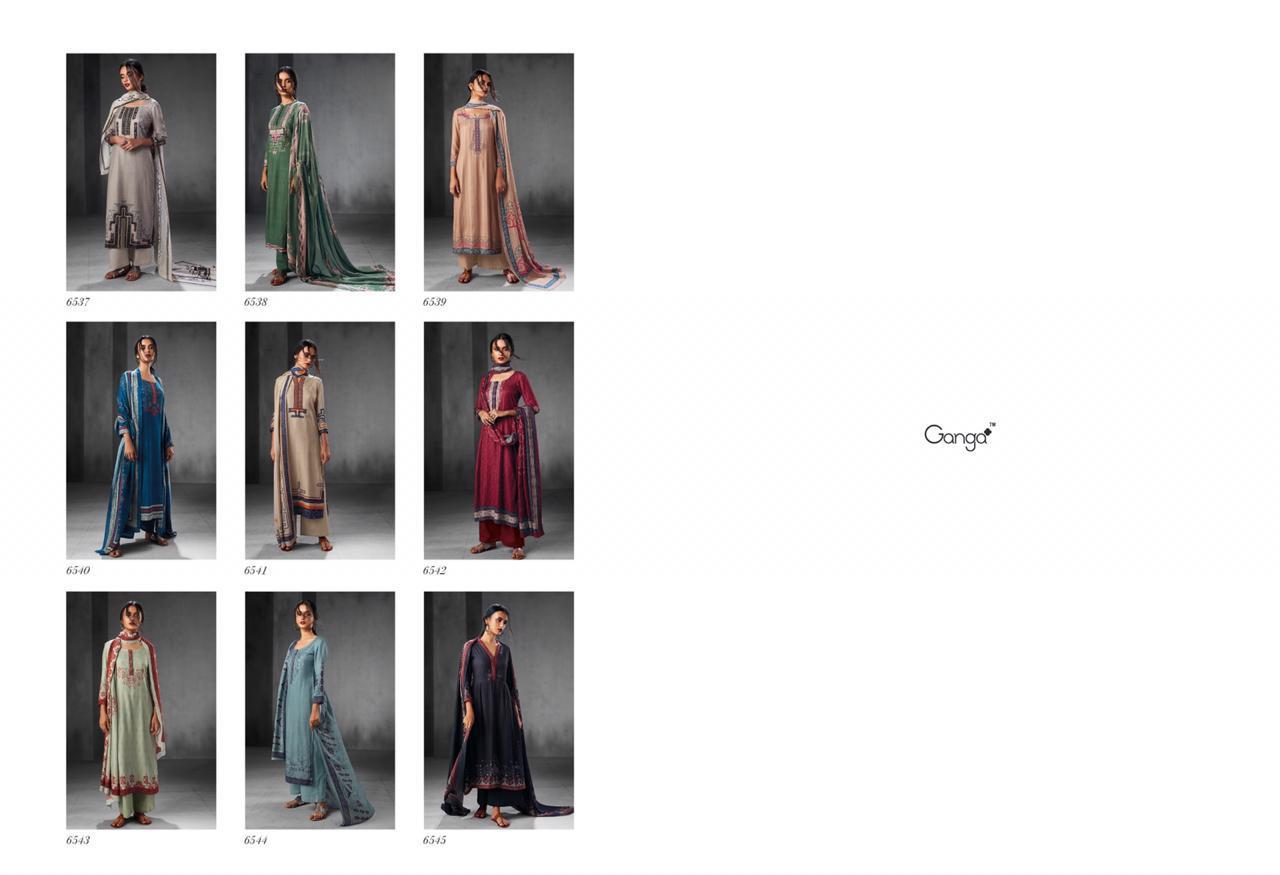 Whispering Wind By Ganga Fashion 6537 To 6545 Series Designer Suits Collection Beautiful Stylish Fancy Colorful Party Wear & Occasional Wear Silk Satin Embroidered & Printed Dresses At Wholesale Price
