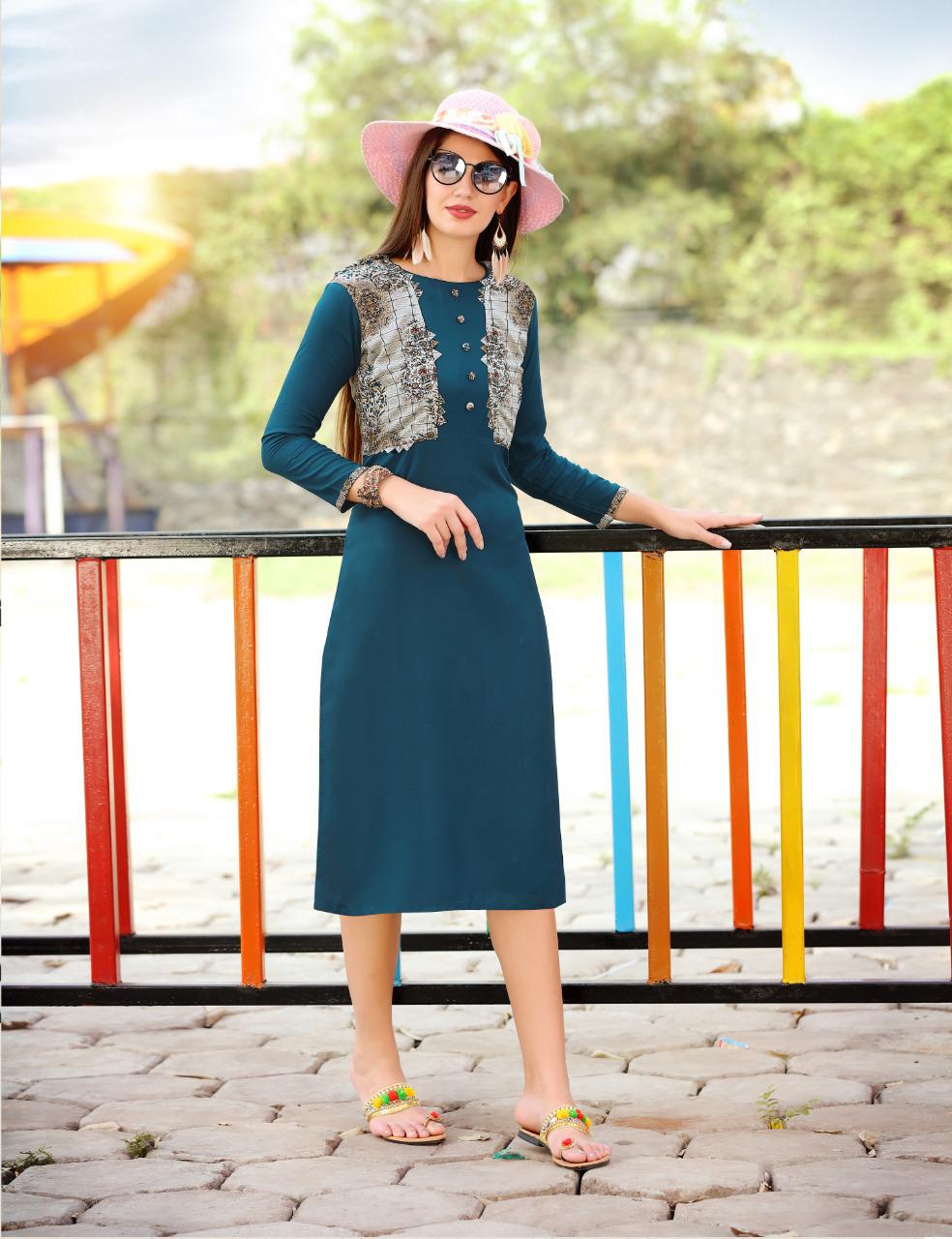A4u Vol-5 By Ayush Fashion 1001 To 1008 Series Beautiful Stylish Fancy Colorful Casual Wear & Ethnic Wear & Ready To Wear Rayon Printed Kurtis At Wholesale Price