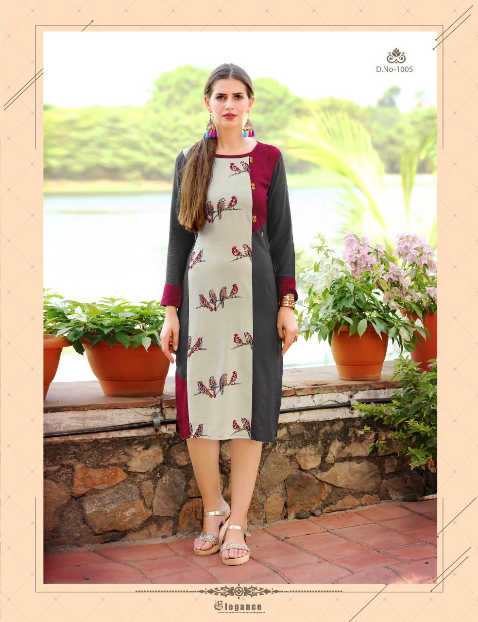 A4u Vol-5 By Ayush Fashion 1001 To 1008 Series Beautiful Stylish Fancy Colorful Casual Wear & Ethnic Wear & Ready To Wear Rayon Printed Kurtis At Wholesale Price