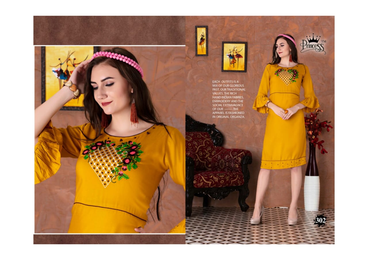Aahana Look By Princess 301 To 312 Series Beautiful Colorful Stylish Fancy Casual Wear & Ethnic Wear & Ready To Wear Heavy Rayon Embroidery Kurtis At Wholesale Price