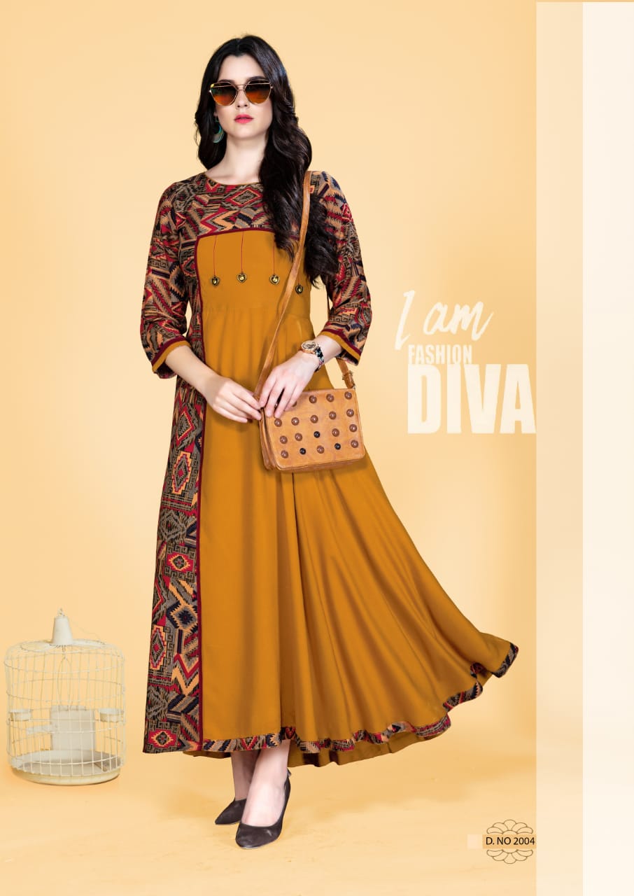 Aaina Vol-2 By Vasangi Designer 2001 To 2006 Series Beautiful Colorful Stylish Fancy Casual Wear & Ethnic Wear & Ready To Wear Rayon Printed Kurtis At Wholesale Price