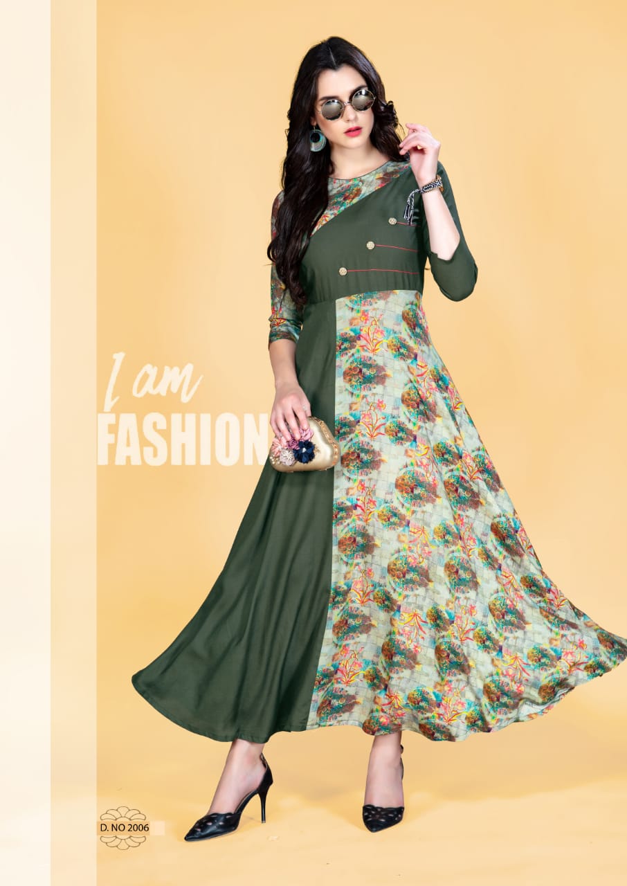 Aaina Vol-2 By Vasangi Designer 2001 To 2006 Series Beautiful Colorful Stylish Fancy Casual Wear & Ethnic Wear & Ready To Wear Rayon Printed Kurtis At Wholesale Price
