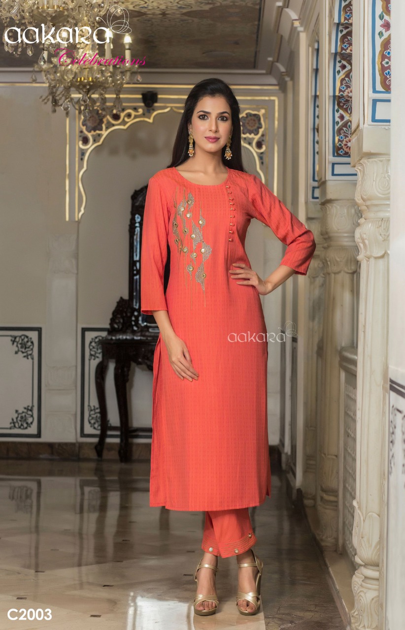 Aakara Celebration Vol-2 By Aakara 2001 To 2005 Series Beautiful Stylish Fancy Colorful Casual Wear & Ethnic Wear & Ready To Wear Viscose Silk / Rayon Dobby Kurtis At Wholesale Price