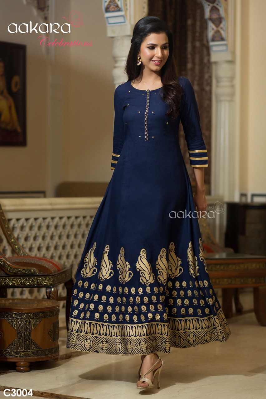Aakara Celebration Vol-3 By Aakara 3001 To 3006 Series Beautiful Colorful Stylish Fancy Party Wear & Ethnic Wear & Ready To Wear Mill Dyed Rayon Gowns At Wholesale Price