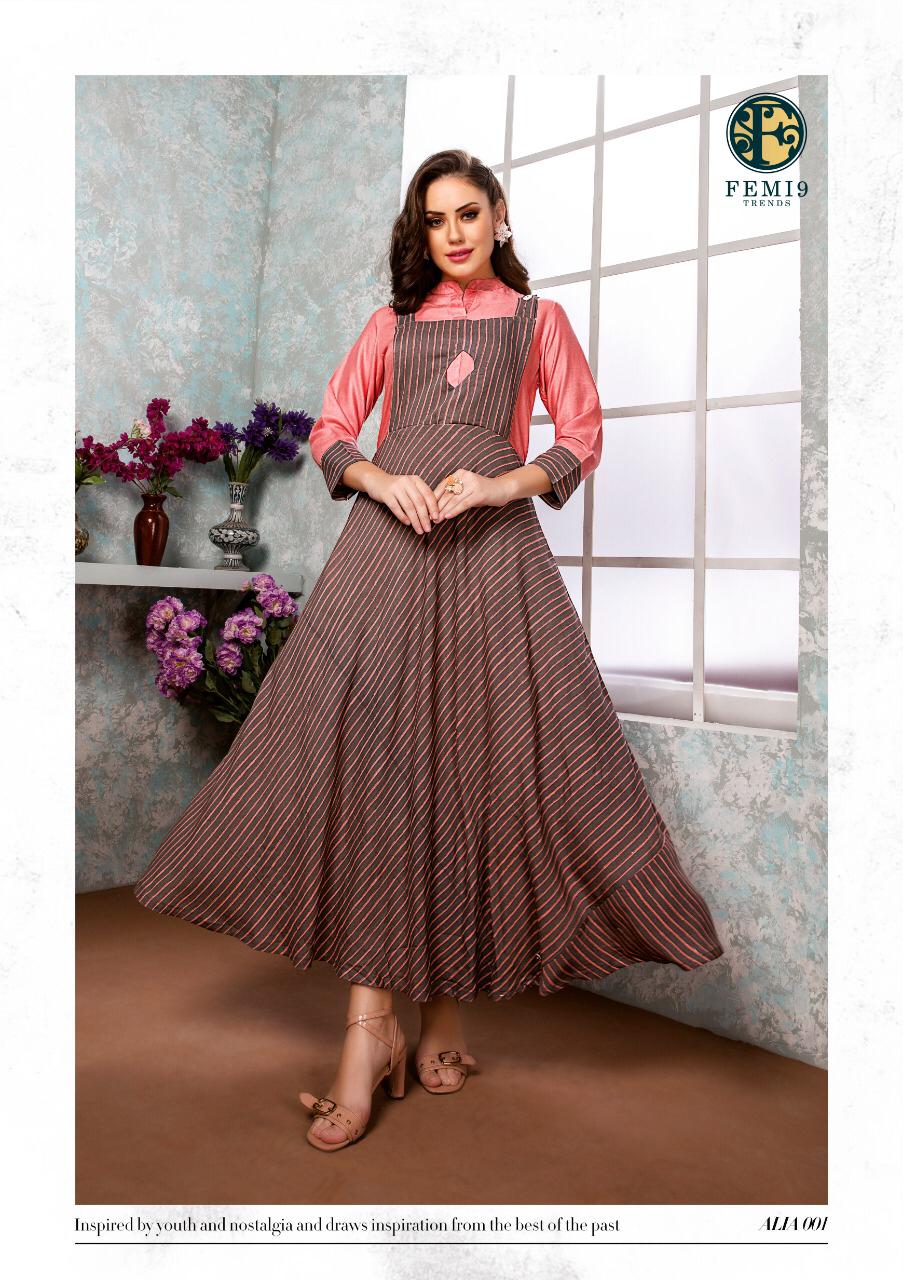 Aalia By Femi9 Trends 001 To 010 Series Beautiful Colorful Stylish Fancy Casual Wear & Ethnic Wear & Ready To Wear Heavy Rayon Printed & Embroidered Kurtis At Wholesale Price