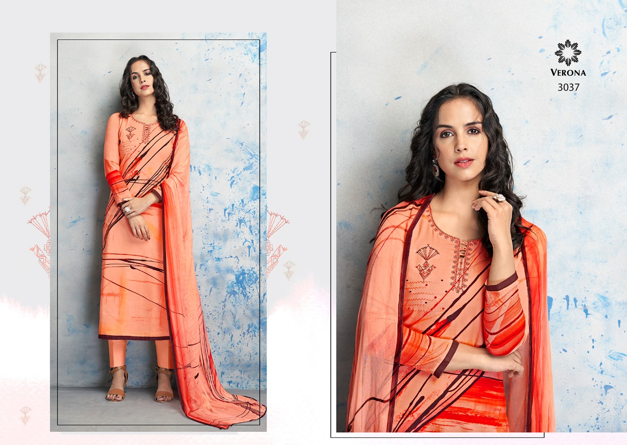 Aamna By Verona 3034 To 3042 Series Designer Collection Suits Beautiful Stylish Fancy Colorful Party Wear & Occasional Wear Pure Cotton Lawn Digital Print With Work Dresses At Wholesale Price
