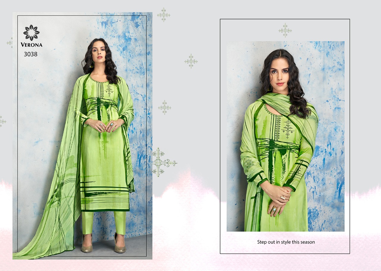 Aamna By Verona 3034 To 3042 Series Designer Collection Suits Beautiful Stylish Fancy Colorful Party Wear & Occasional Wear Pure Cotton Lawn Digital Print With Work Dresses At Wholesale Price