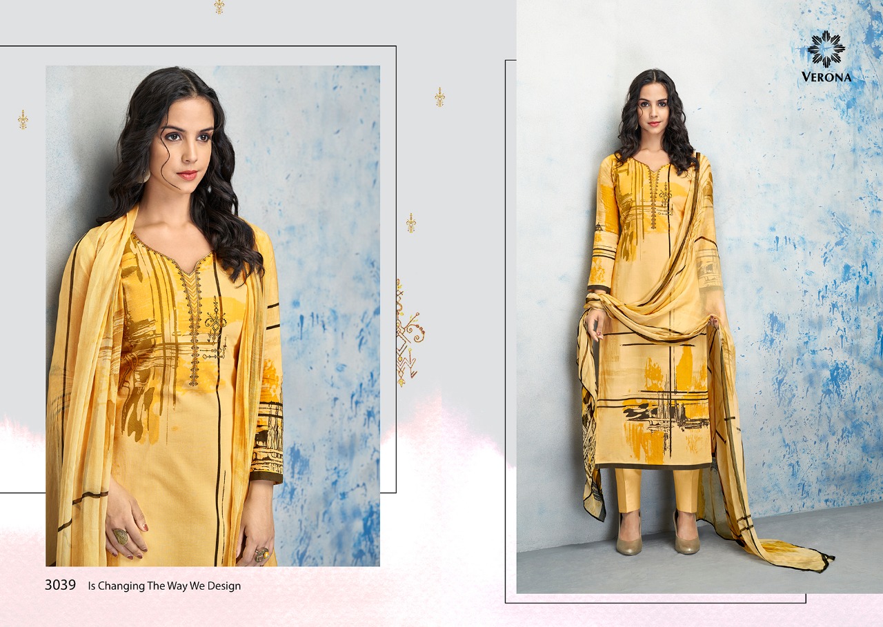Aamna By Verona 3034 To 3042 Series Designer Collection Suits Beautiful Stylish Fancy Colorful Party Wear & Occasional Wear Pure Cotton Lawn Digital Print With Work Dresses At Wholesale Price