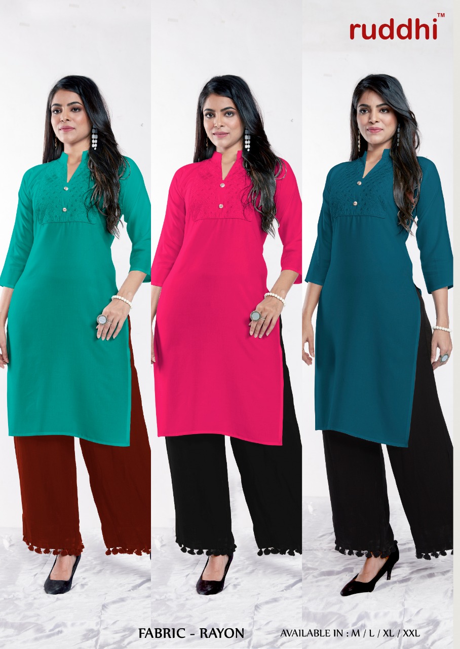 Aanaya Vol-2 By Ruddhi Dressline 201 To 206 Series Beautiful Stylish Fancy Colorful Casual Wear & Ethnic Wear & Ready To Wear Rayon Embroidered Kurtis At Wholesale Price