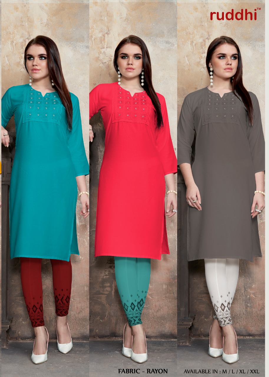 Aanaya Vol-1 By Ruddhi Dressline 101 To 106 Series Beautiful Stylish Fancy Colorful Casual Wear & Ethnic Wear & Ready To Wear Rayon Embroidered Kurtis At Wholesale Price