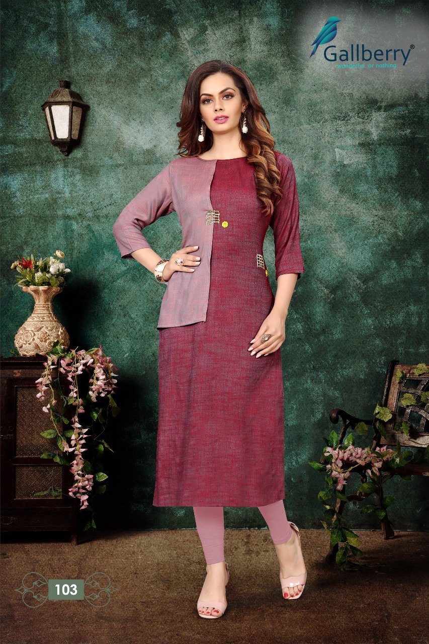 Aarna By Gallberry 101 To 107 Series Beautiful Colorful Stylish Fancy Casual Wear & Ethnic Wear & Ready To Wear Rayon Two Tone Handworked Kurtis At Wholesale Price