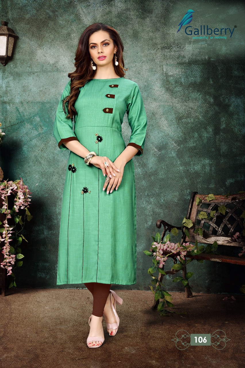 Aarna By Gallberry 101 To 107 Series Beautiful Colorful Stylish Fancy Casual Wear & Ethnic Wear & Ready To Wear Rayon Two Tone Handworked Kurtis At Wholesale Price