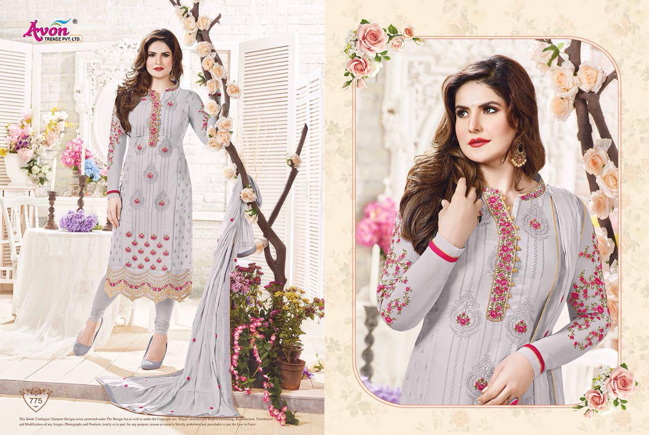 Aarohi Vol-15 By Avon Trendz 771 To 775 Series Beautiful Embroidered Colourful Stylish Pretty Party Wear Casual Wear Occasional Wear Georgette Printed Dresses At Wholesale Price