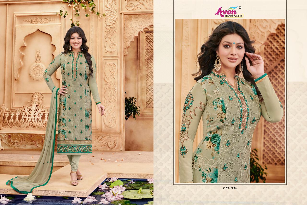 Aarohi Vol-16 By Avon Trendz 7011 To 7015 Series Beautiful Embroidered Colourful Stylish Pretty Party Wear Casual Wear Occasional Wear Georgette Printed Dresses At Wholesale Price