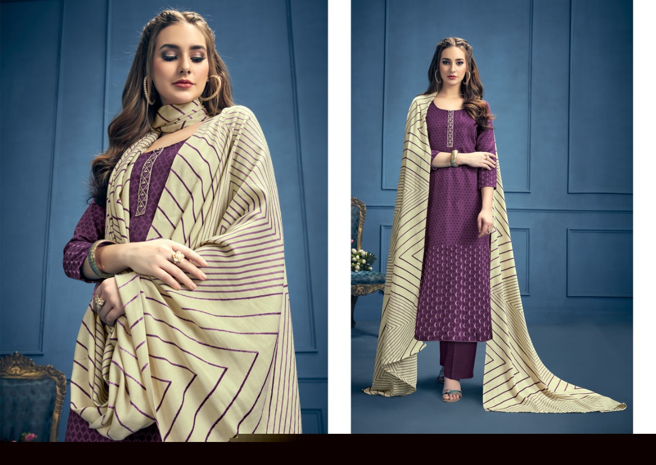 Aarohi By Kalyan Prints 1113 To 1121 Series Beautiful Winter Collection Suits Stylish Fancy Colorful Casual Wear & Ethnic Wear Pure Pashmina Printed Dresses At Wholesale Price