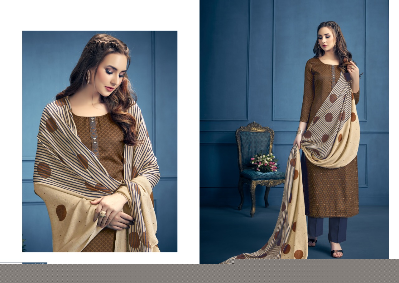 Aarohi By Kalyan Prints 1113 To 1121 Series Beautiful Winter Collection Suits Stylish Fancy Colorful Casual Wear & Ethnic Wear Pure Pashmina Printed Dresses At Wholesale Price