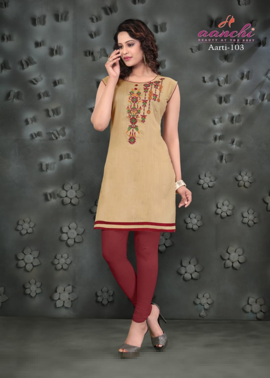 Aarti By Aanchi 101 To 108 Series Stylish Fancy Colorful Collection Casual Wear & Ethnic Wear Silk With Embroidery Printed Kurtis At Wholesale Price