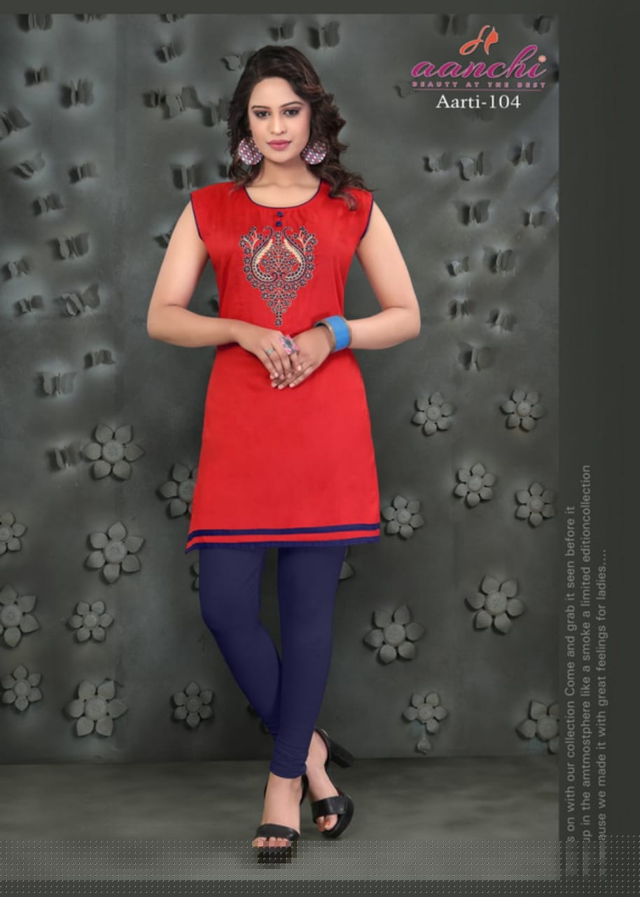 Aarti By Aanchi 101 To 108 Series Stylish Fancy Colorful Collection Casual Wear & Ethnic Wear Silk With Embroidery Printed Kurtis At Wholesale Price