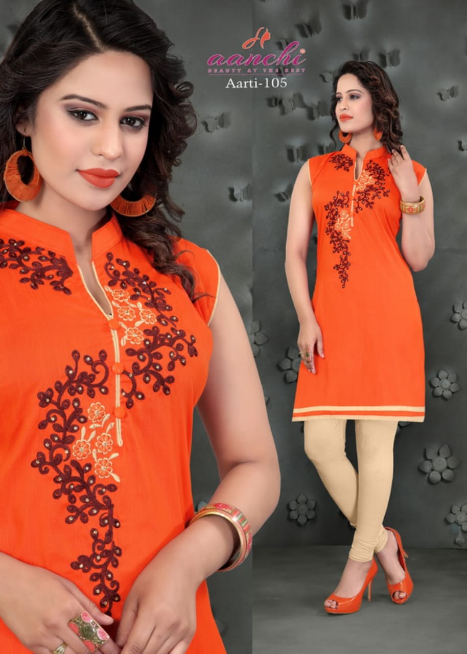 Aarti By Aanchi 101 To 108 Series Stylish Fancy Colorful Collection Casual Wear & Ethnic Wear Silk With Embroidery Printed Kurtis At Wholesale Price