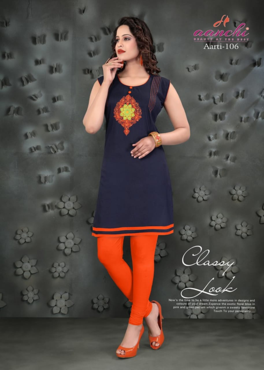 Aarti By Aanchi 101 To 108 Series Stylish Fancy Colorful Collection Casual Wear & Ethnic Wear Silk With Embroidery Printed Kurtis At Wholesale Price