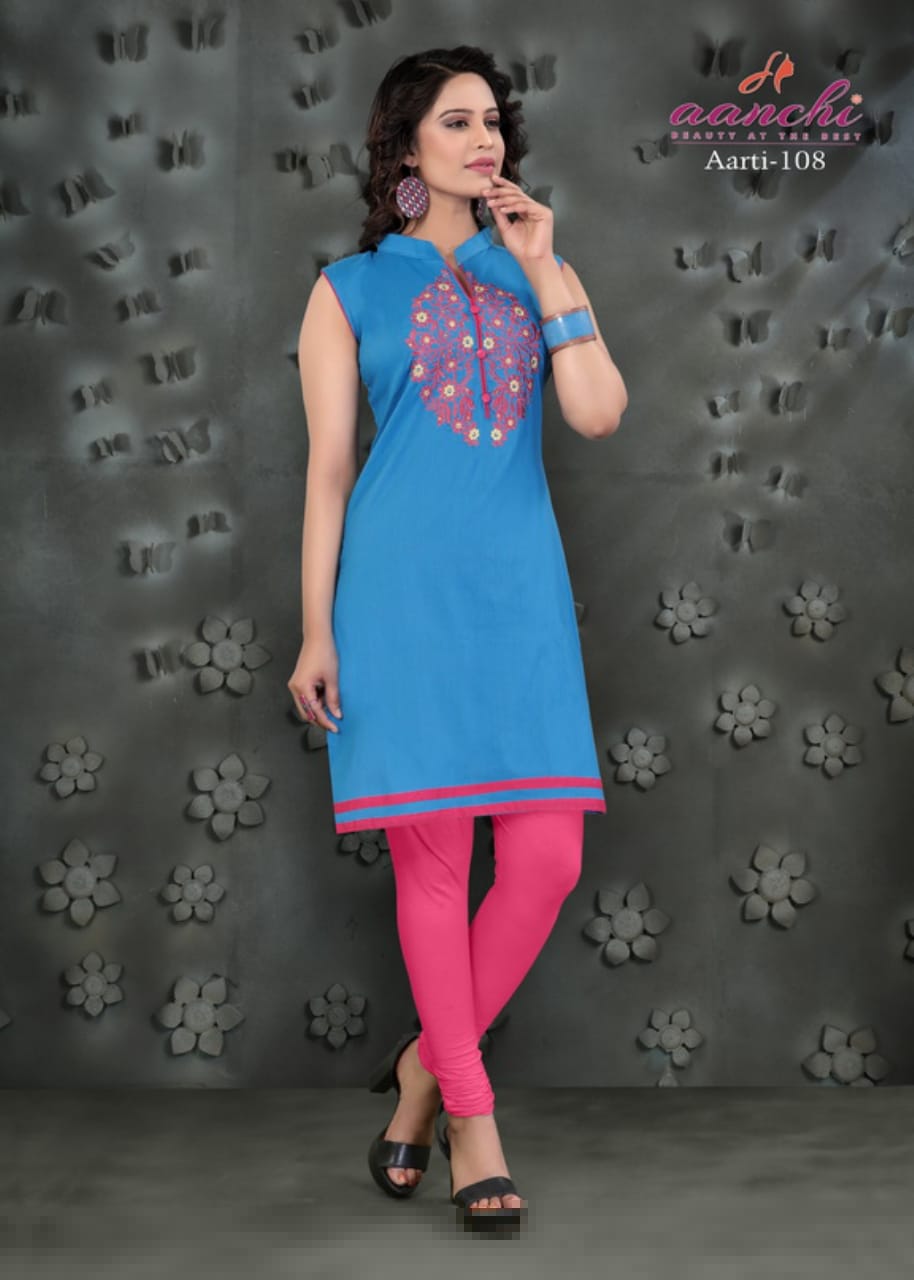Aarti By Aanchi 101 To 108 Series Stylish Fancy Colorful Collection Casual Wear & Ethnic Wear Silk With Embroidery Printed Kurtis At Wholesale Price