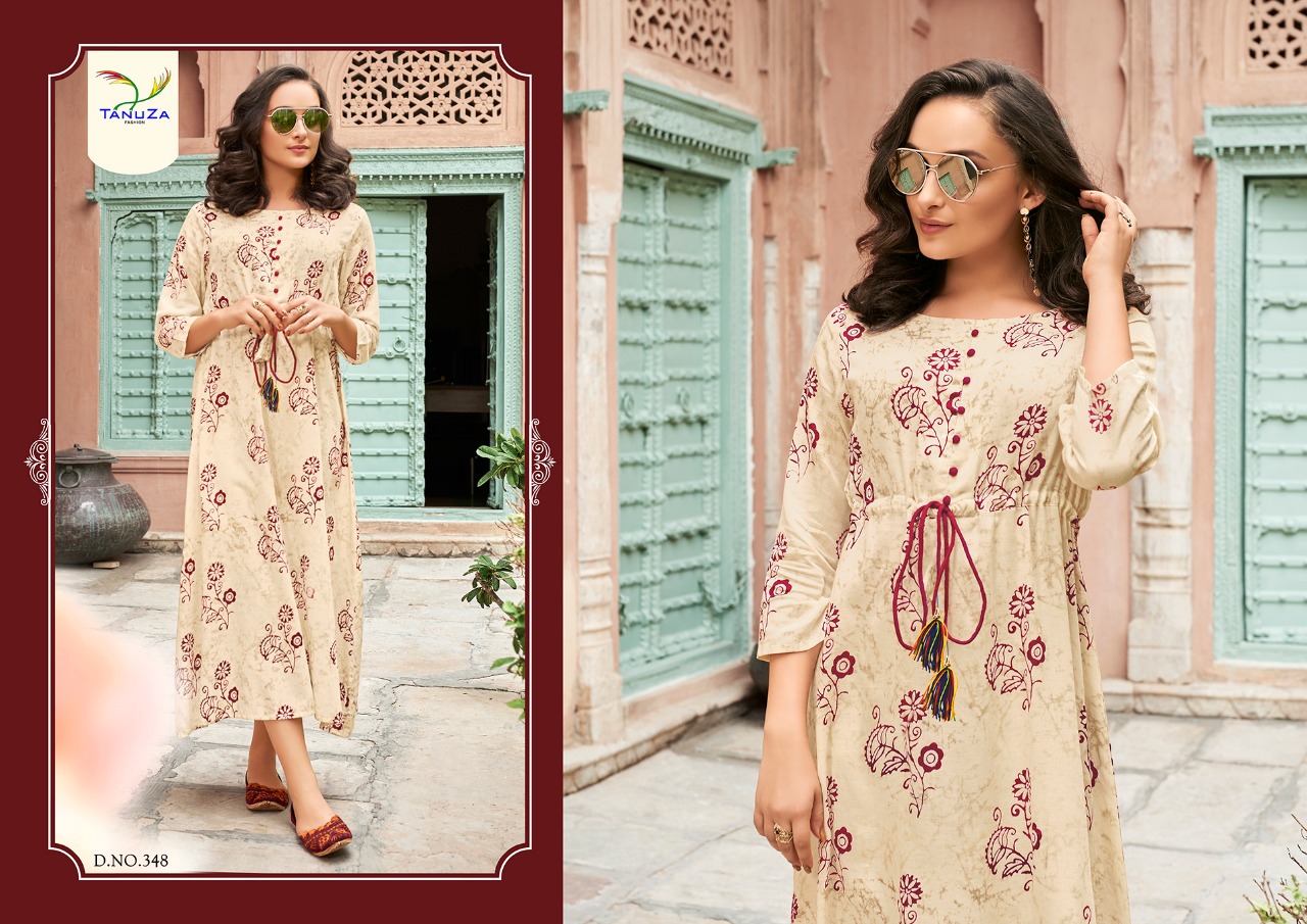 Aarvi By Tanuza Fashion 342 To 352 Series Beautiful Colorful Stylish Fancy Casual Wear & Ethnic Wear & Ready To Wear Heavy Rayon Printed Kurtis At Wholesale Price