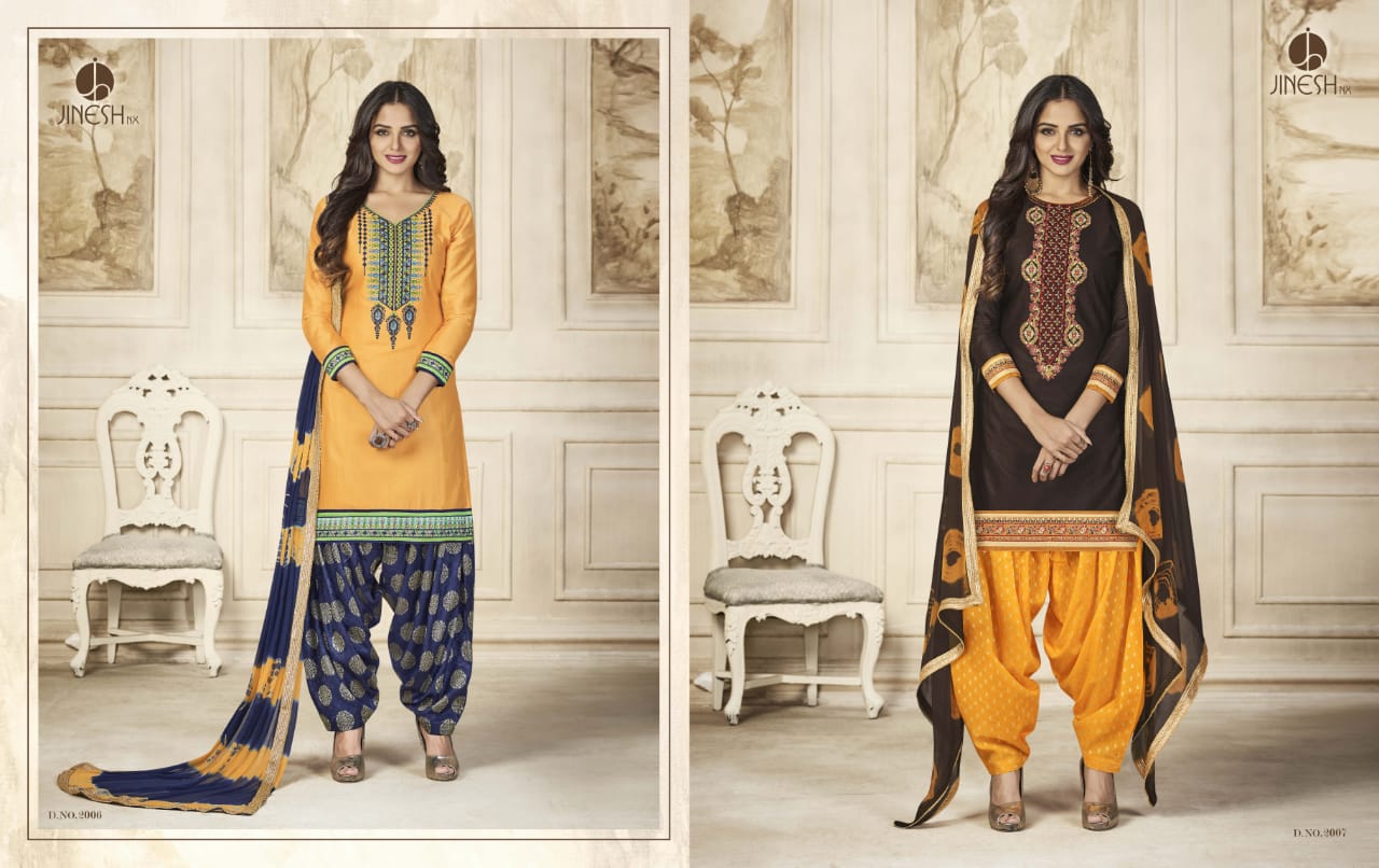 Aarya By Jinesh Nx 2001 To 2010 Series Beautiful Patiyala Suits Designer Colorful Stylish Fancy Colorful Party Wear & Ethnic Wear Glace Cotton Dresses At Wholesale Price
