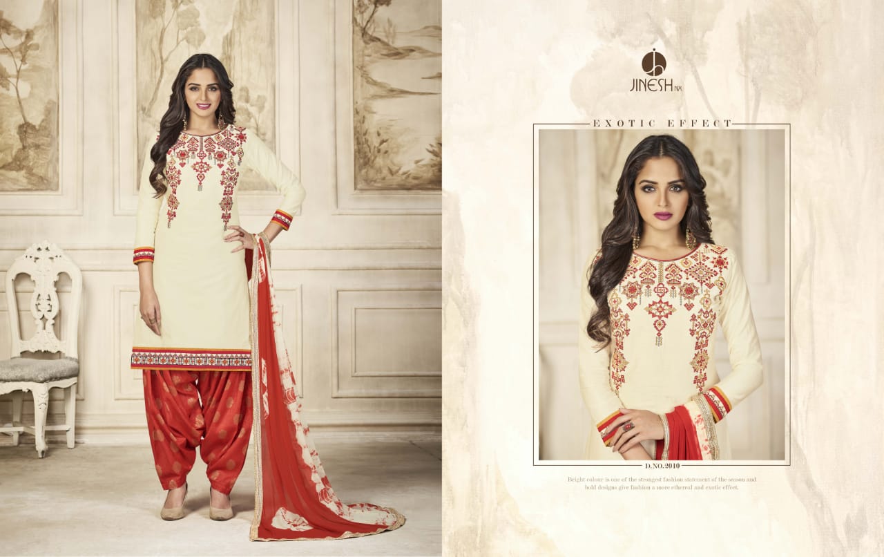 Aarya By Jinesh Nx 2001 To 2010 Series Beautiful Patiyala Suits Designer Colorful Stylish Fancy Colorful Party Wear & Ethnic Wear Glace Cotton Dresses At Wholesale Price