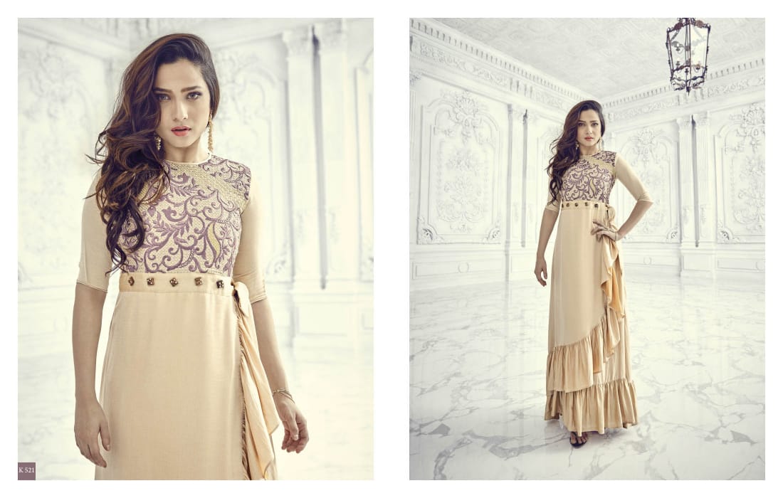 Aashi Vol-4 By Eternal 515 To 522 Series Designer Beautiful Stylish Fancy Colorful Party Wear & Ethnic Wear Premium Silk Slub Satin Embroidered Kurtis At Wholesale Price