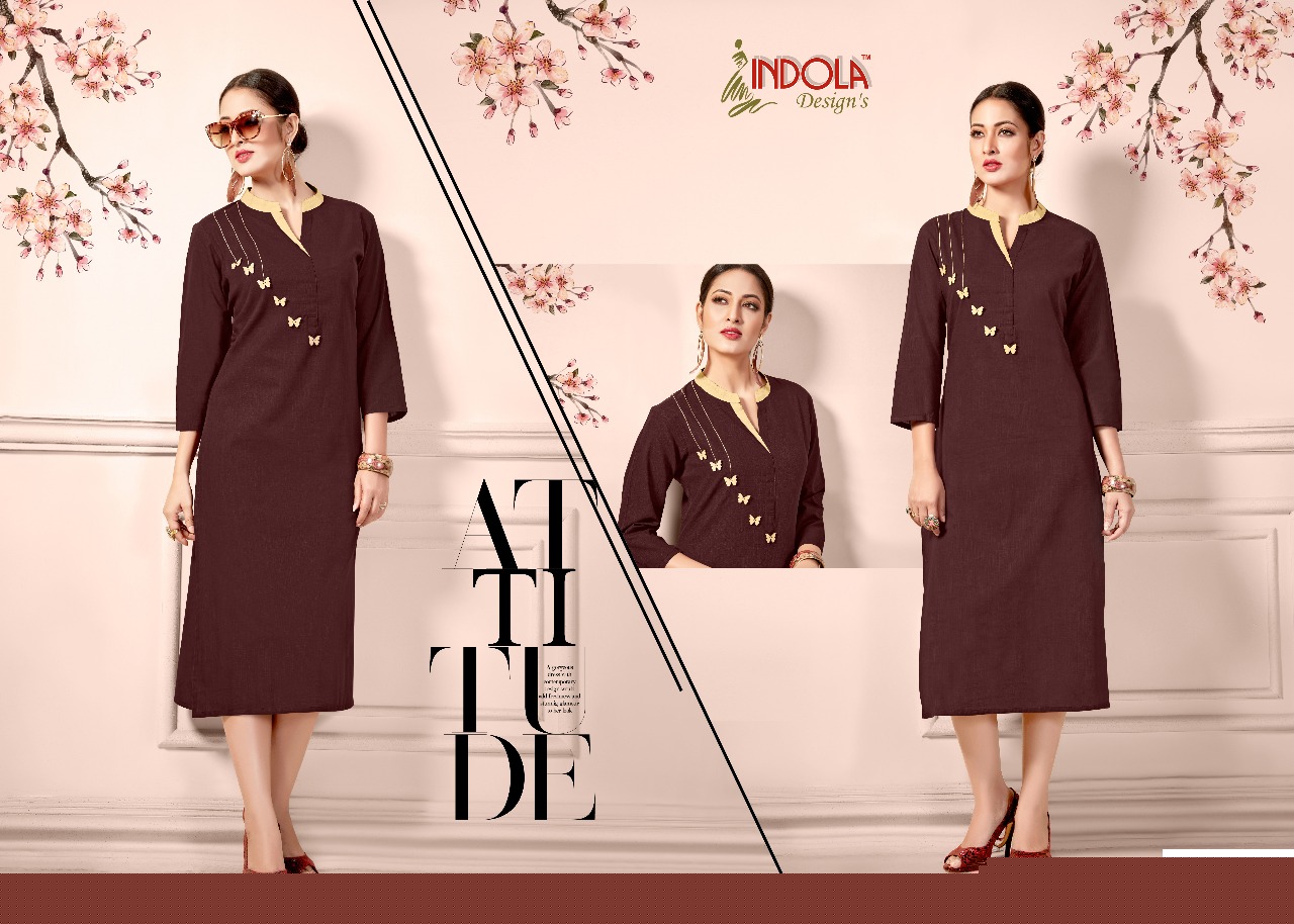Aashita 201 Series By Indola Designs 201 To 208 Series Stylish Colorful Fancy Colorful Beautiful Casual Wear & Ethnic Wear Heavy Cotton Kurtis At Wholesale Price