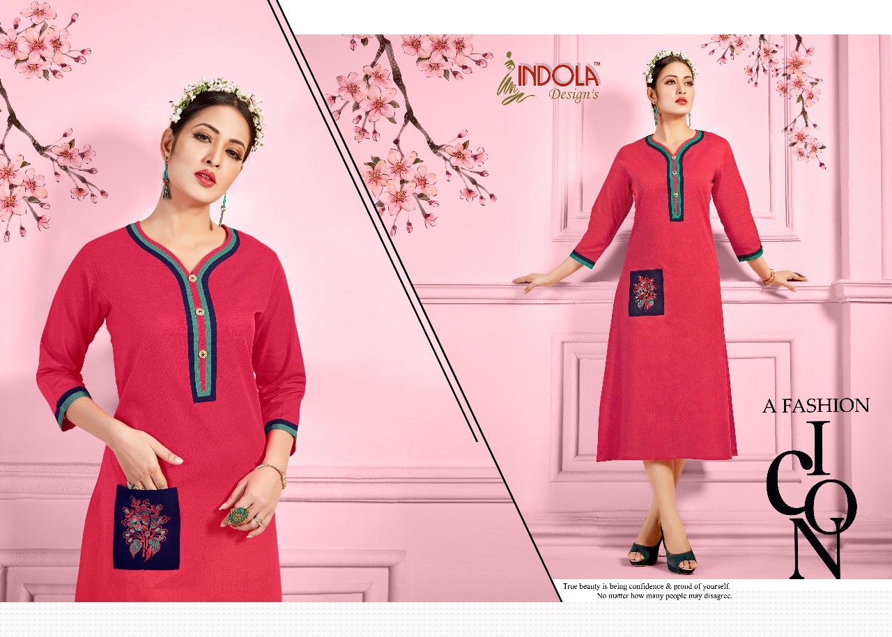 Aashita 201 Series By Indola Designs 201 To 208 Series Stylish Colorful Fancy Colorful Beautiful Casual Wear & Ethnic Wear Heavy Cotton Kurtis At Wholesale Price