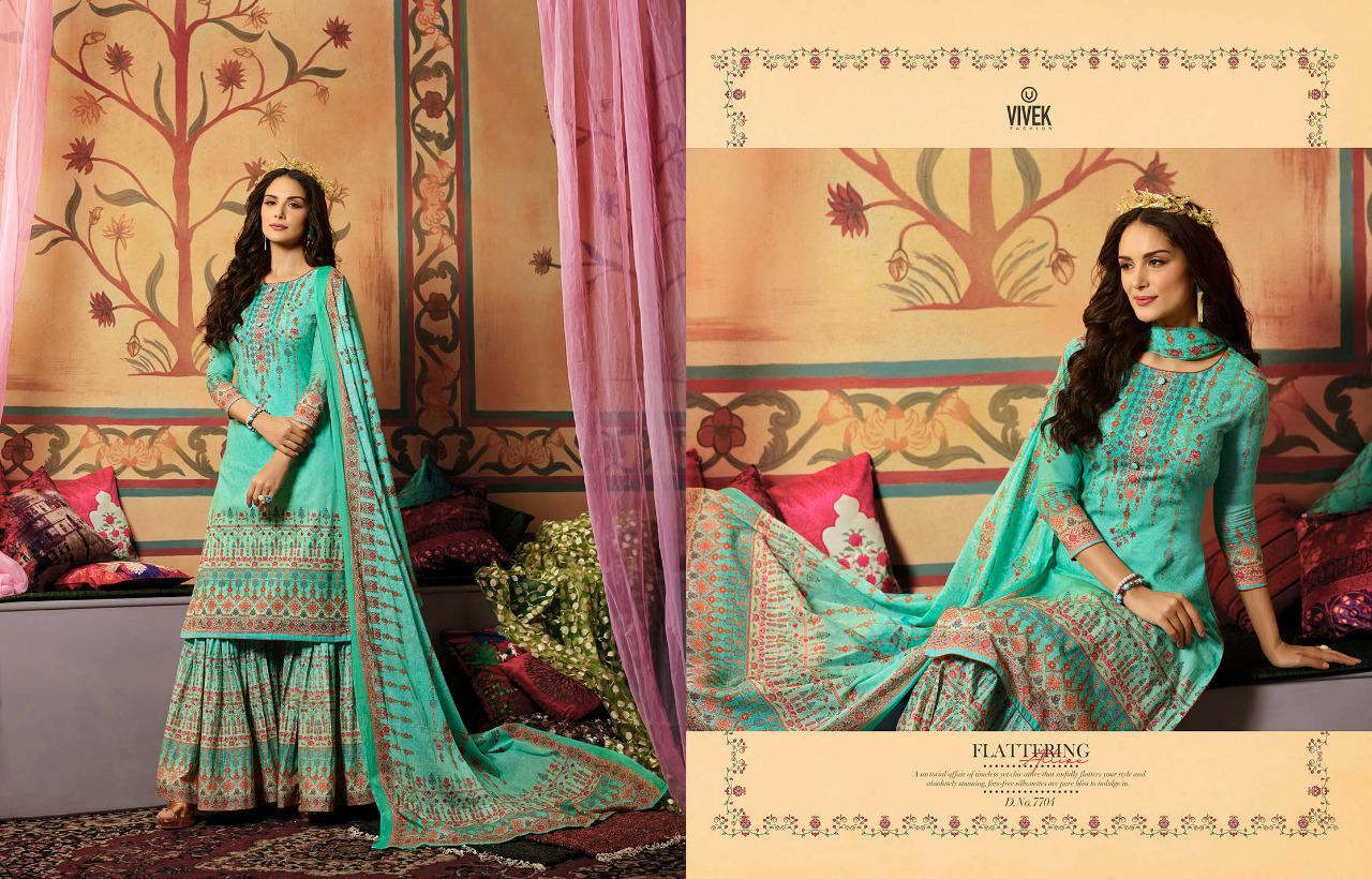 Aasma By Vivek Fashion 7701 To 7708 Series Beautiful Suits Stylish Fancy Colorful Casual Wear & Ethnic Wear Collection Cotton Cambric Digital Printed Embroidered Dresses At Wholesale Price