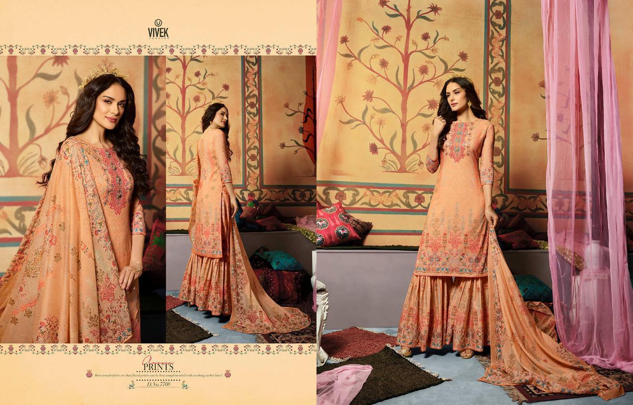 Aasma By Vivek Fashion 7701 To 7708 Series Beautiful Suits Stylish Fancy Colorful Casual Wear & Ethnic Wear Collection Cotton Cambric Digital Printed Embroidered Dresses At Wholesale Price