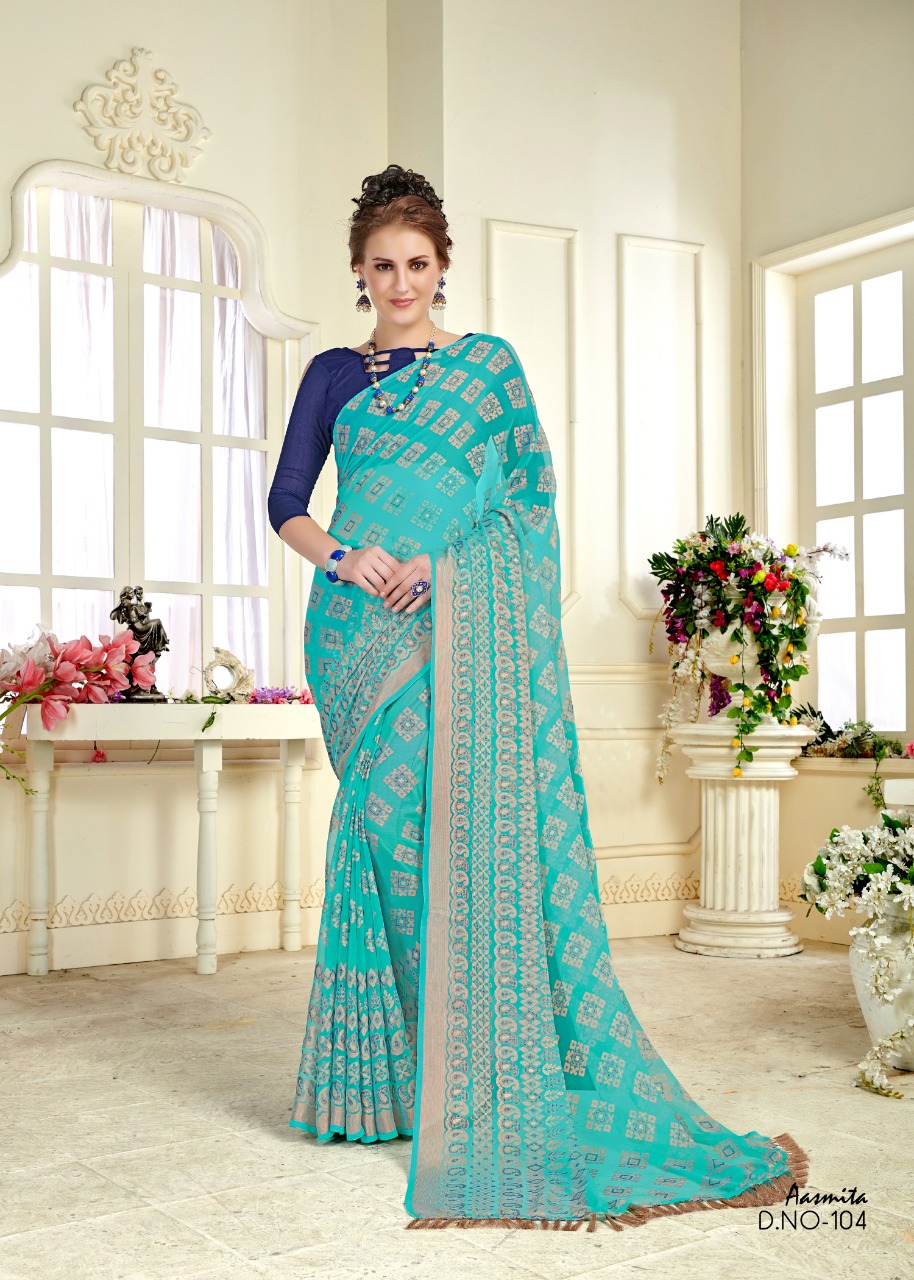 Aasmita By Kianaa Creation 101 To 110 Series Designer Wedding Collection Beautiful Fancy Traditional Wear & Party Wear & Occasional Wear Brasso Printed Sarees At Wholesale Price