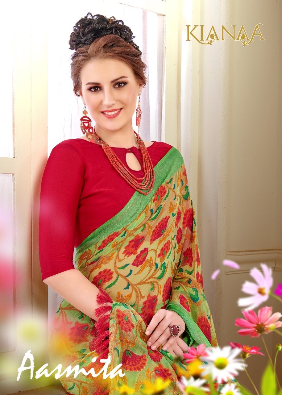 Aasmita By Kianaa Creation 101 To 110 Series Designer Wedding Collection Beautiful Fancy Traditional Wear & Party Wear & Occasional Wear Brasso Printed Sarees At Wholesale Price