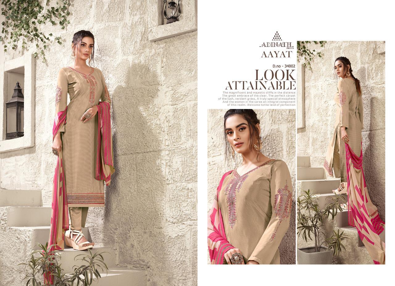 Aayat By Adinath Prints 34001 To 34008 Series Beautiful Suits Colorful Stylish Fancy Colorful Casual Wear & Ethnic Wear Pure Heavy Crape Print With Embroidery Dresses At Wholesale Price