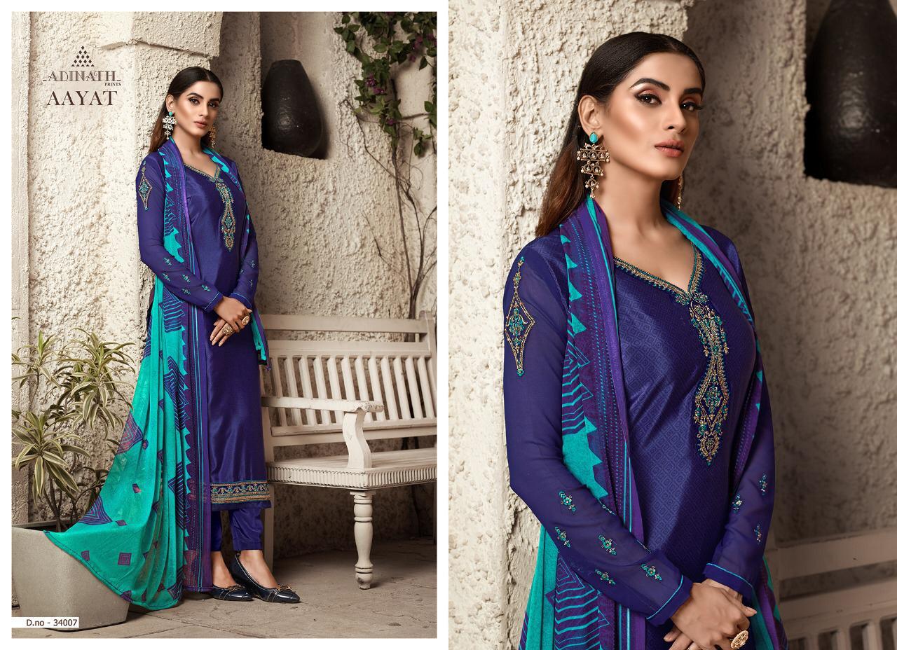 Aayat By Adinath Prints 34001 To 34008 Series Beautiful Suits Colorful Stylish Fancy Colorful Casual Wear & Ethnic Wear Pure Heavy Crape Print With Embroidery Dresses At Wholesale Price