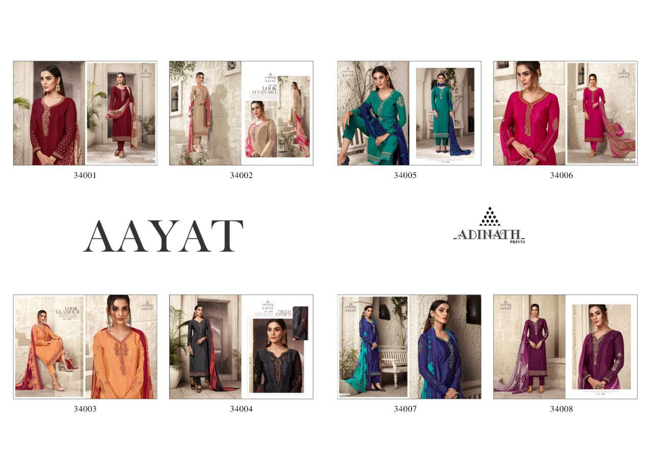 Aayat By Adinath Prints 34001 To 34008 Series Beautiful Suits Colorful Stylish Fancy Colorful Casual Wear & Ethnic Wear Pure Heavy Crape Print With Embroidery Dresses At Wholesale Price