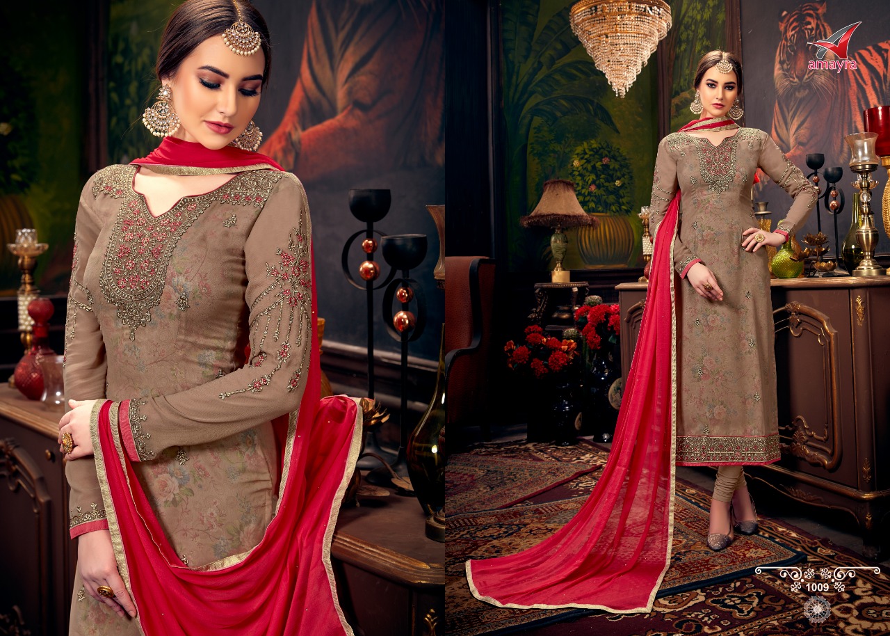 Aayesha Vol-2 By Amayra Fashion 1009 To 1016 Series Designer Sharara Suits Beautiful Stylish Fancy Colorful Party Wear & Ethnic Wear Georgette Embroidered Dresses At Wholesale Price